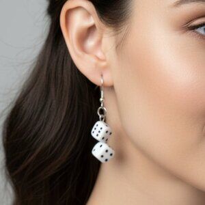 Dice earrings, handmade dangle earrings, casino vibes, game night vibes, Casino